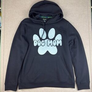 Tek Gear‎ Sweater Women's M Black Hoodie Dog Mom Paw Print Animal Lover Graphics